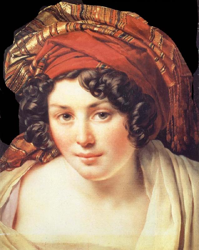 Anne-Louis Girodet-Trioson Head of Young Woman Wearing a Turban France oil painting art
